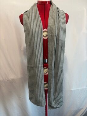 Sakkas Light Gray Ribbed Knit Scarf Wrap